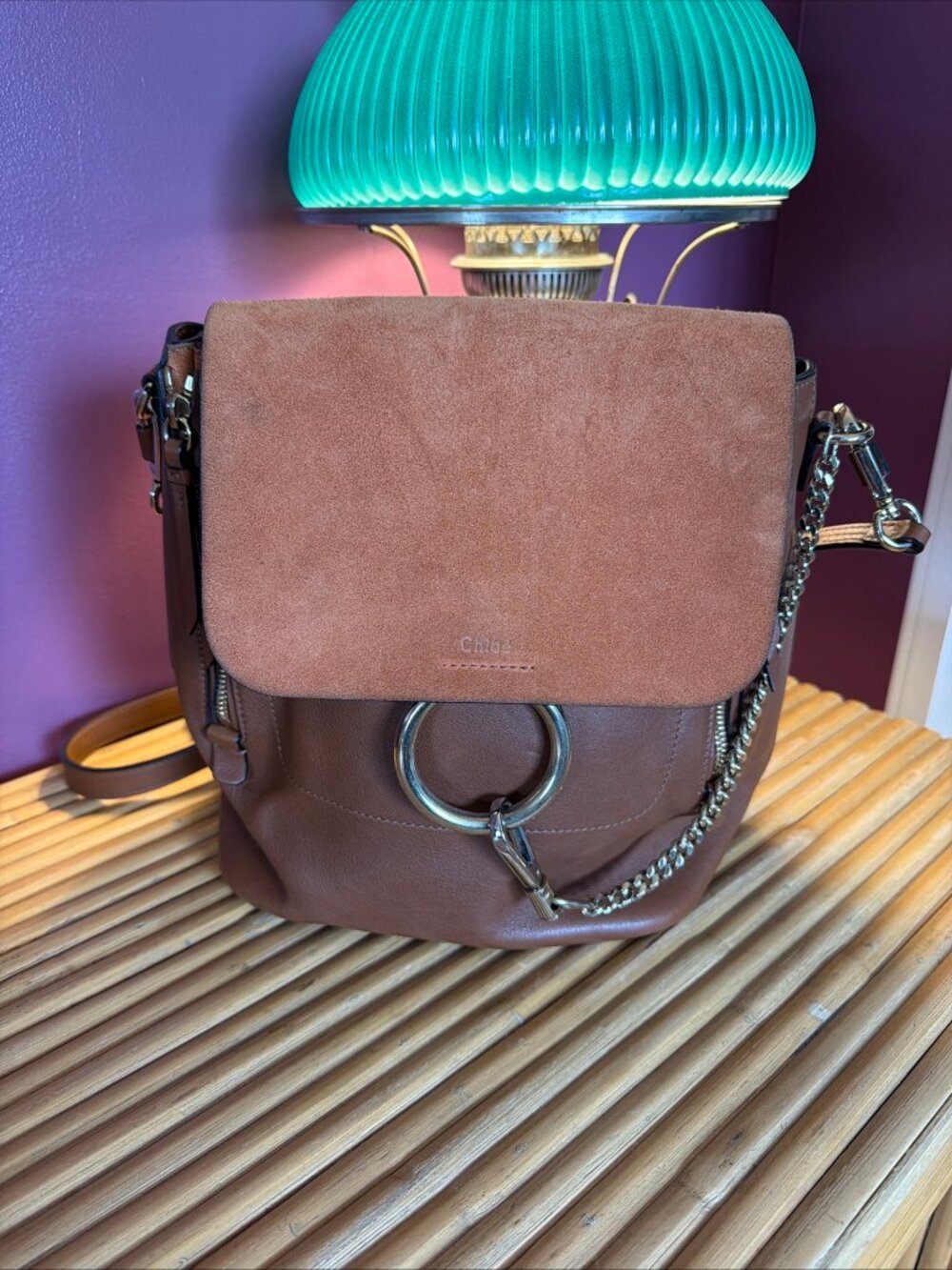 Chloe Faye Medium Calfskin Backpack Tan